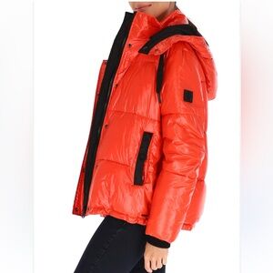 RINO & PELLE Debbie Puffer‎ Jacket Orange Size 10/40 Shiny Snow Winter Cozy Bold